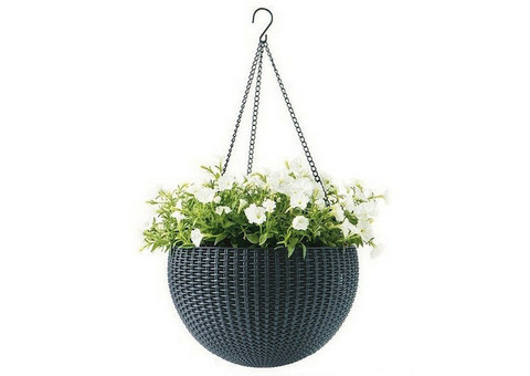 Кашпо подвесное для цветов Keter Hanging Sphere Planter 350х350х220 мм Антрацит