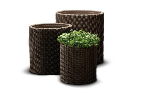 Комплект кашпо для цветов Keter Cylinder Planters S+M+L Виски коричневый