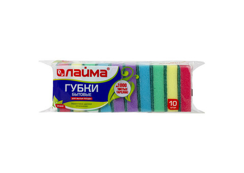 Губки бытовые для посуды Laima 601552 10 шт