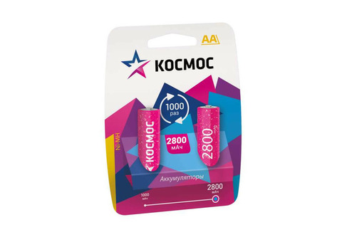 Аккумулятор R6 NI-MN 2800мА.ч BP-2 (блист.2шт) Космос KOCR6NIMH2800MAH2BL