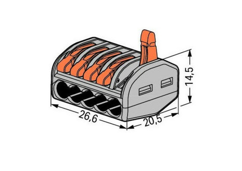 Клемма Wago 222-415 5 контактов 5 шт