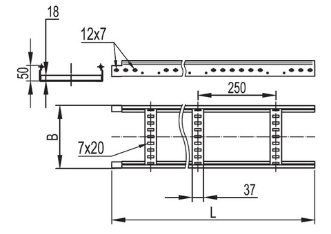 Лоток лестничный DKC LL5030 L3000 200х50 мм