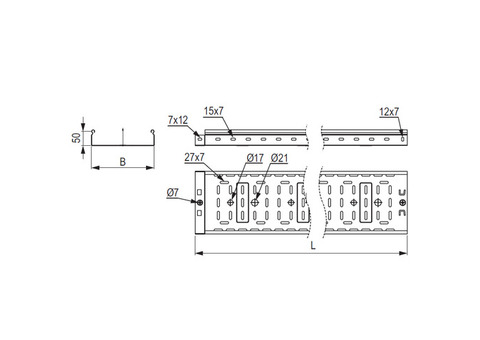 Лоток перфорированный DKC SPL3505 L3000 50х50 мм