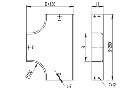 Ответвитель DKC 36120 DPT 50х50 мм горизонтальный