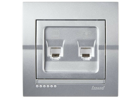 Розетка Lezard Derriy 702-1010-143 RJ45 CAT5 +RJ11 серый металлик