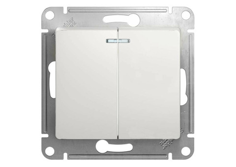 Механизм выключателя Schneider Electric Glossa GSL000153 двухклавишный с индикатором белый