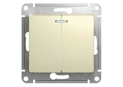 Механизм выключателя Schneider Electric Glossa GSL000253 двухклавишный с индикатором бежевый