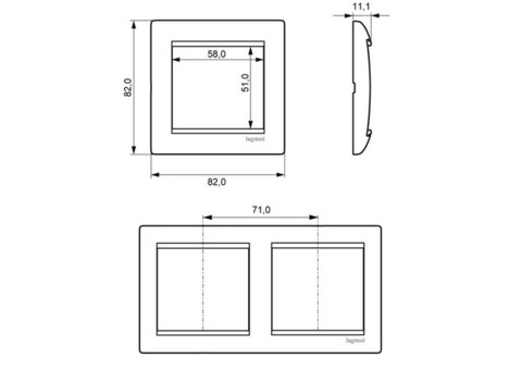 Рамка двухместная Legrand Valena 770152 горизонтальная алюминий