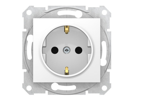 Механизм розетки Schneider Electric Sedna SDN3001721 одноместный с заземлением и защитными шторками белый
