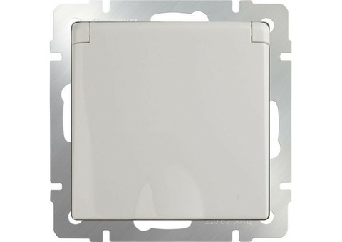 Механизм розетки Werkel WL03-SKGSC-01-IP44-ivory одноместный с заземлением и защитными шторками с крышкой Слоновая кость