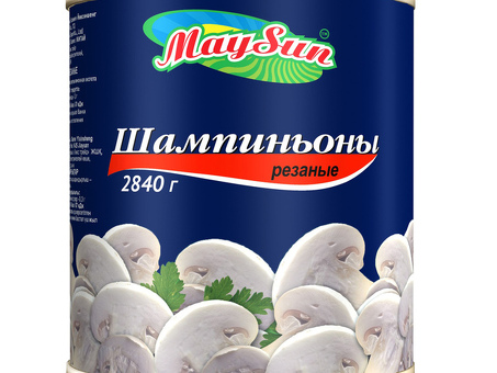 Грибы Шампиньоны MAYSUN ( резанные ) (H/в 2, 840 кг) железная дорога 3. 1L по оптовым ценам