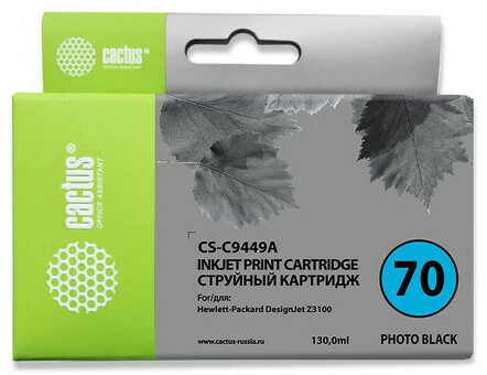 Картридж струйный Cactus CS-C9449A №70 черный (130 мл) для HP DJ Z3100 (CS-C9449A)