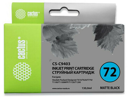 Картридж струйный Черный фотокактус CS-C9403 №72 матовый (130 мл) для HP DJ T610/T620/T770/T1100/T1100MFP/T1120/T1200 (CS-C9403)