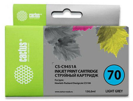 Картридж струйный Cactus CS-C9451A №70 светло-серый (130 мл) для HP DJ Z3100 (CS-C9451A)