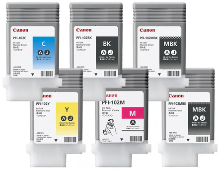 Картридж Canon PFI-102 комплект (MBKX2, BK, M, C, Y) 6 шт. х 130мл