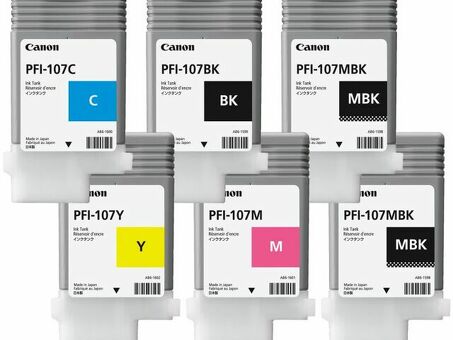 Картридж Canon PFI-107 комплект (MBKx2, BK, M, C, Y) 6 шт. х 90мл