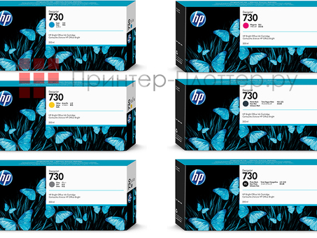 Картридж HP 730 комплект (МБК, ПК, М, С, Ж, Г) 6 шт. х300мл