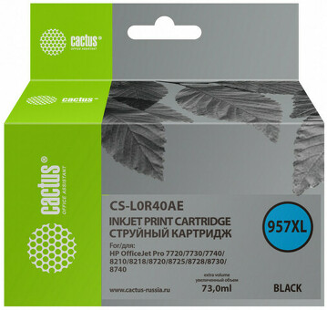 Картридж струйный Cactus 957XL CS-L0R40AE черный (73 мл) для HP OfficeJet 8210/8218/8720/8725/8730 (CS-L0R40AE)