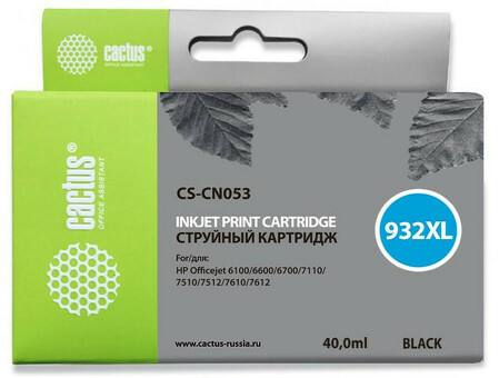 Картридж струйный Cactus CS-CN053 No. 932xl Черный (40 мл) для HP DJ 6600 (CS-CN053)