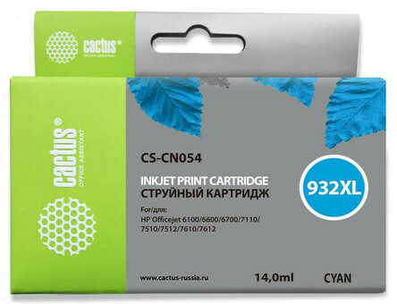 Картридж струйный Кактус CS-CN054 №933xl голубой (14 мл) для HP DJ 6600 (CS-CN054)