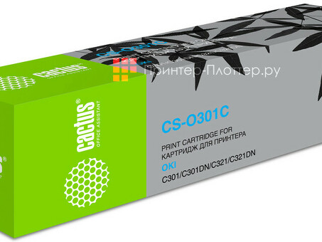 Картридж лазерный Cactus 44973543 CS-O301C голубой ( 1500стр .) для Oki C301/321 (CS-O301C)