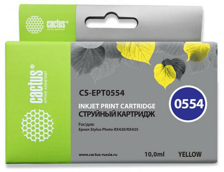 Картридж струйный Cactus CS-EPT0554 желтый ( 16мл ) для Epson Stylus RX520/Stylus Photo R240 (CS-EPT0554)