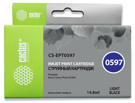 Картридж струйный Cactus CS-EPT0597 серый (14.8мл) для Epson Stylus Photo R2400 (CS-EPT0597)