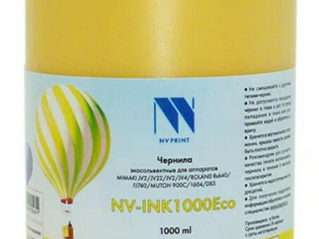 Чернила NV PRINT экосольвентные NV-INK1000YEco для аппаратов MIMAKI, ROLAND, MUTOH, 1000 мл, Yellow (NV-INK1000YEco)