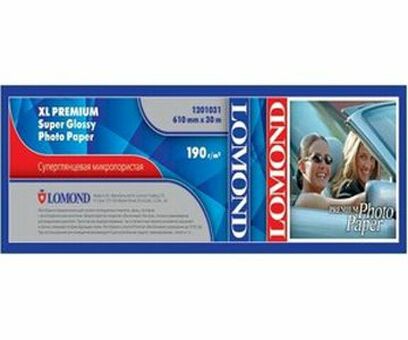 Бумага с покрытием Lomond XL Premium Super Glossy Photo Paper, глянцевая, 190 г/кв.м, 610 мм, 30 м (1201031)