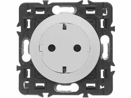 Розетка с заземлением с плоской лицевой панелью и безвинтовыми зажимами. Белый. Celiane. Legrand