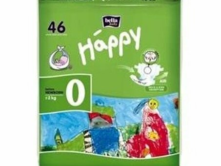 Подгузники Bella baby Happy before Newborn для новорожденных менее 2 кг Размер 0 (46 шт)