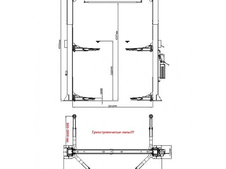 Подъемник двухстоечный KraftWell электрогидравлический KRW5.5MUXL