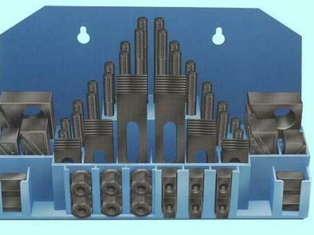 Набор клиновых ступенчатых прижимов из 58-ми предм., паз19,7мм М16х2 в металлическом футляре (YT-0209)