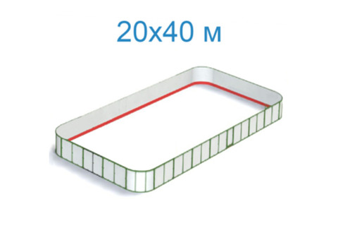 Хоккейная площадка 20х40 стеклопластик - 5мм, белый