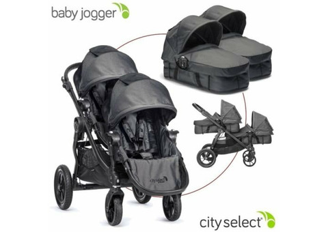 2015 Baby Jogger City Select With Second Seat In Onyx With Silver Frame