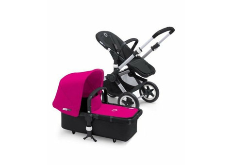 2015 Bugaboo Buffalo In Black Frame With Black Seat And Canopy Set In Soft Pink