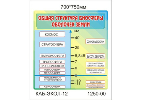 Школьный стенд в кабинет биологии'Общая структура биосферы оболочек земли'