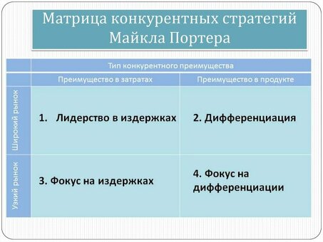 Базовая конкурентная стратегия по Портеру