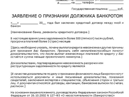 Документы, связанные с личным банкротством - Экспертная поддержка физических лиц