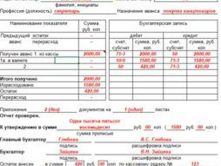 Пошаговое руководство по заполнению образцов квитанций к авансовому отчету