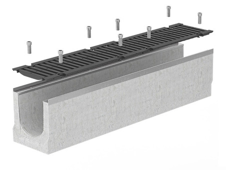 Купить комплекты бетонных лотков с решетками DN150 RAINPLUS оптом и в розницу по выгодной цене в Москве, быстрая доставка