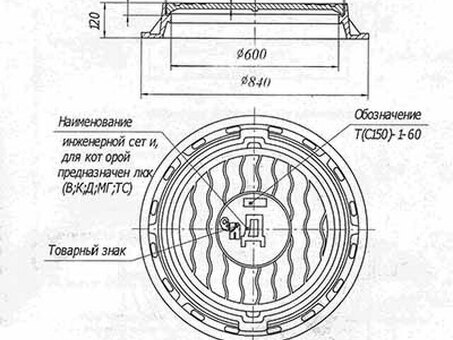 Крышка люка чугунная ТМР С250 (ЛЧ-ТМ крышка) - купить по низкой цене в каталоге сайта