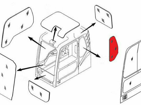 Стекло кабины левое за дверью (триплекс) 4651657 HITACHI серия ZAXIS-3