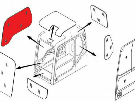 Стекло кабины правое (триплекс) 903-00072A DOOSAN / DAEWOO DX140-DX520 серия DX