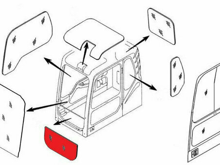 Стекло лобовое нижнее (триплекс) 4602563 / 4448307 HITACHI серия ZAXIS, ZAXIS-3G