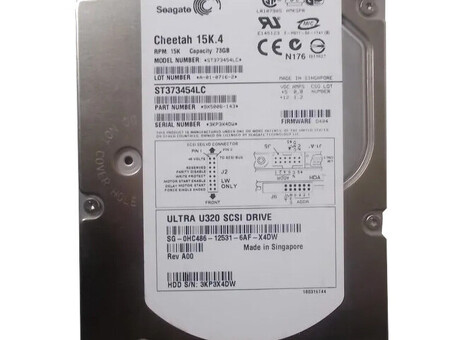 ST373454SS Жесткий диск SeaGate 73 ГБ, 15 тыс. SAS, 3,5 дюйма, с возможностью горячей замены