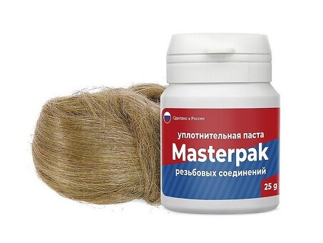 Набор уплотнительный паста +лён для воды, пара 25гр+ 7гр Masterpak