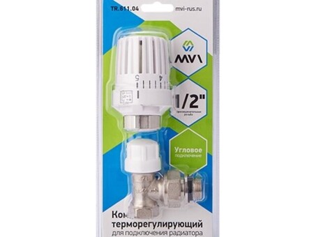 Комплект DN 15 угловой 2в1: термоголовка М30х1,5 + клапан термостатический MVI TR.611.04
