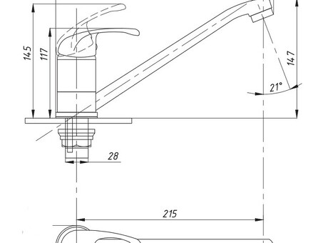 Смеситель для мойки TSB 650-1177 однорычажный, без гибкой подводки, длинный излив