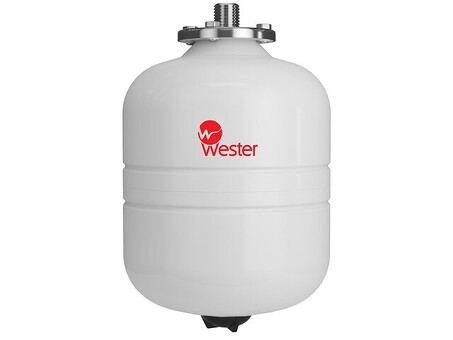 Бак расширительный WESTER WDV Premium объём 8л, DN 20, PN 12, для ГВС, гелиосистемы, вертикальный, резьбовое-НР, G-3/4'', без опор с контрфланецем из нержавеющей стали, белый, Россия